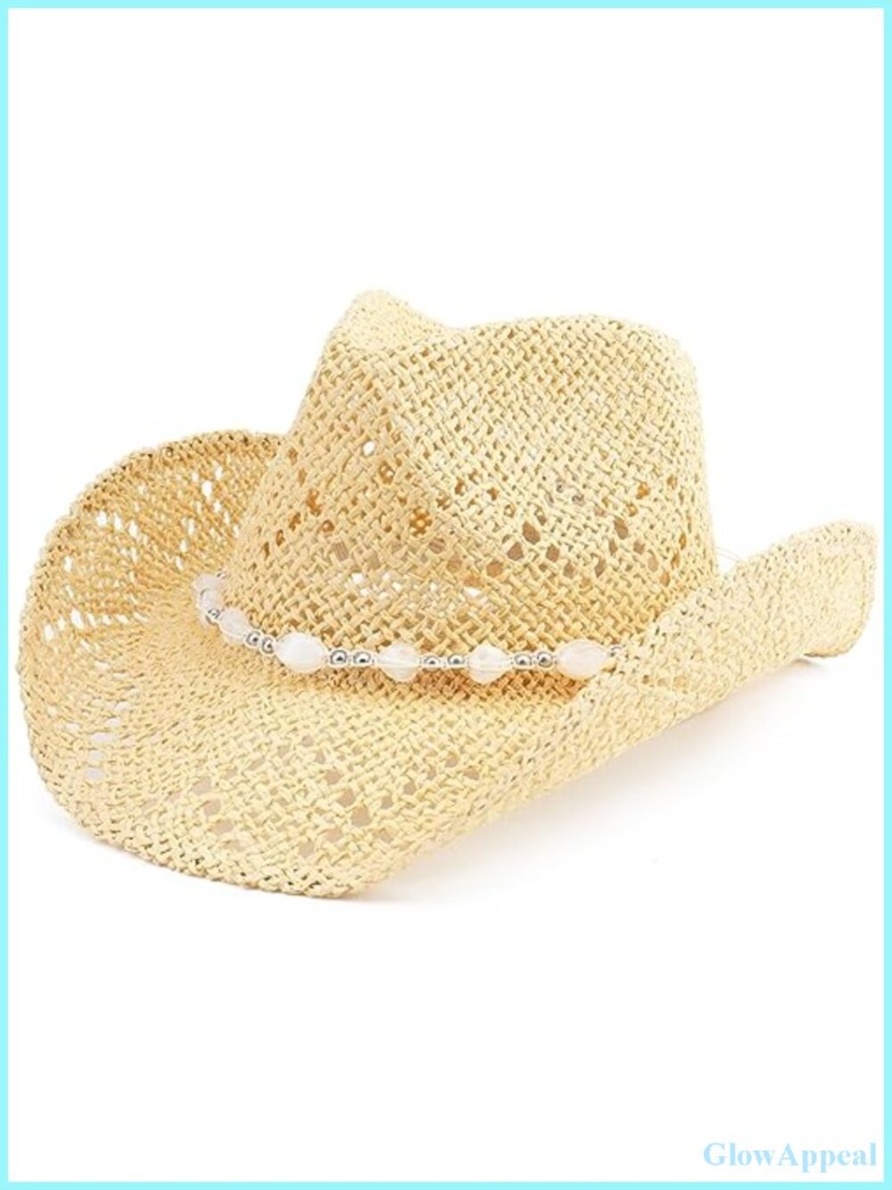 Foldable Straw Cowboy Hat Women Wide Brim Sparkly Western Cowgirl Sun Hat for